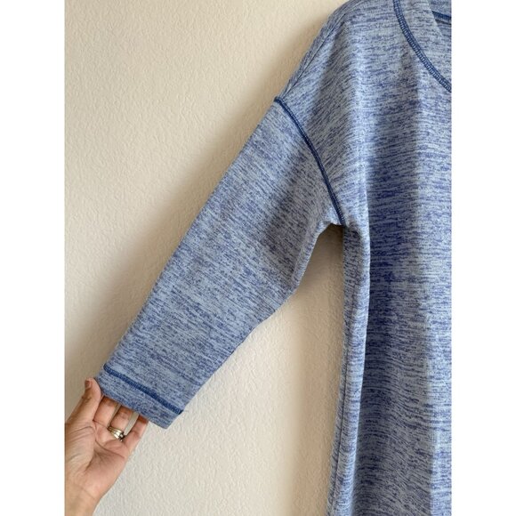 T by Talbots Womens Petites Split Neck Blue Sweater Top 3/4 Sleeves Soft Size MP - Picture 4 of 9